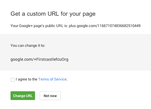 custom URL for your Google Plus Page