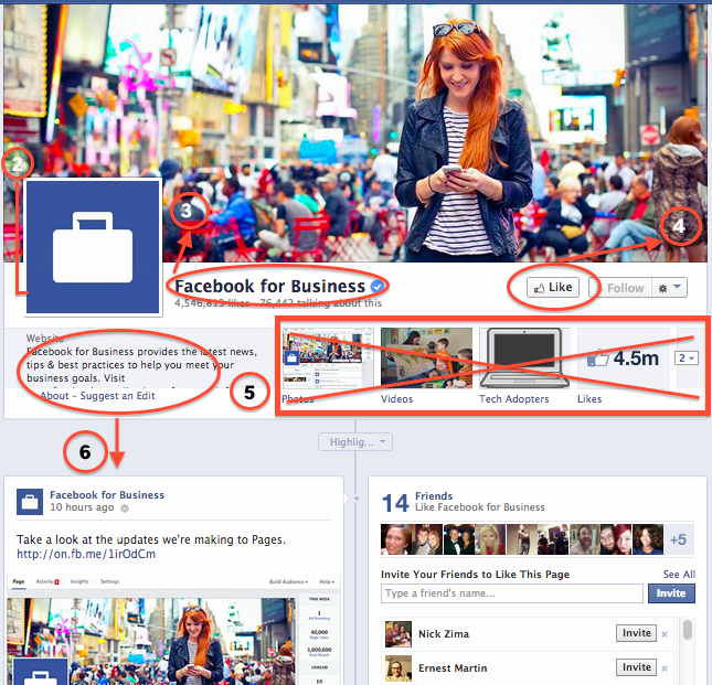 Facebook's current Page Timeline layout before March 2014 update