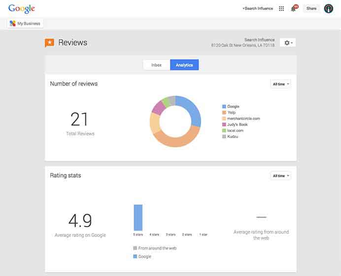Google My Business Reviews Tool Image - Search Influence