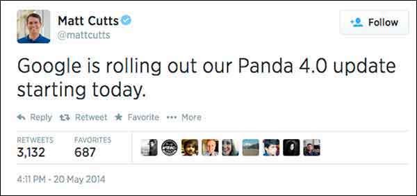 Matt Cutts Panda 4.0 Tweet Image