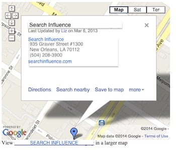 Classic My Maps Embed - Search Influence