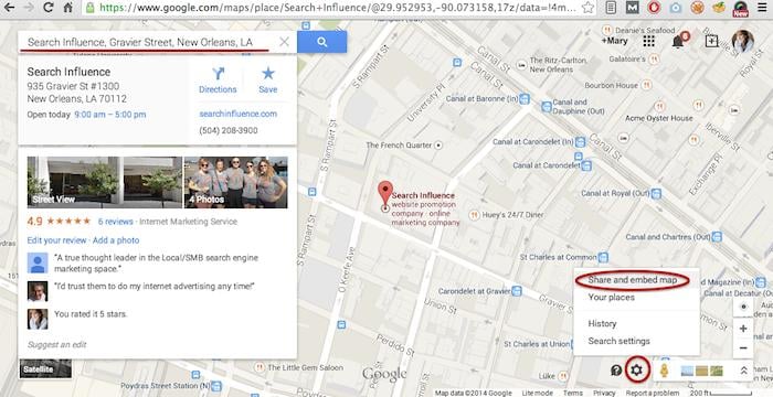 Google Maps Share and Embed Map - Search Influence