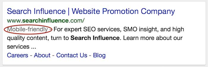mobile-friendly tag in iphone search results