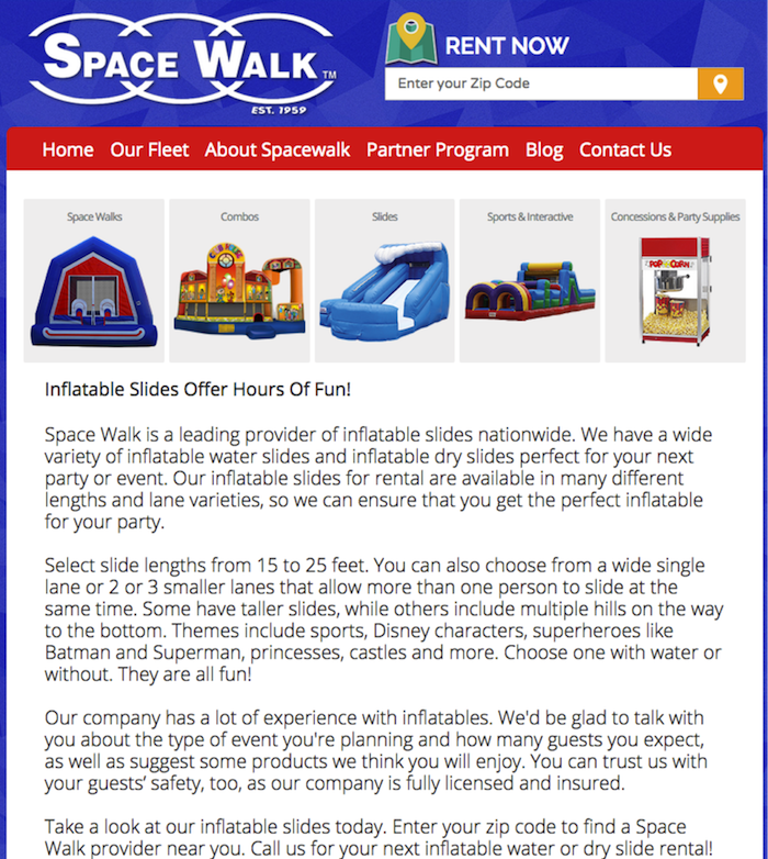 Space Walk Franchise SEO Image Search Influence