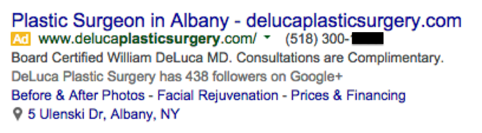 Plastic Surgery Google Ad Phone Image - Search Influence