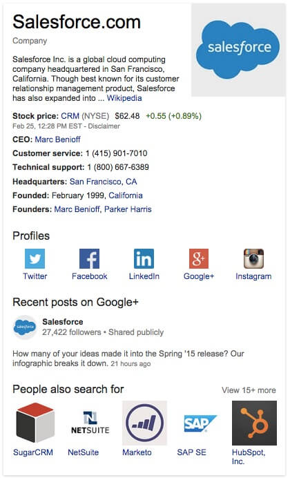 Salesforce Google Plus Account Screenshot - Search Influence