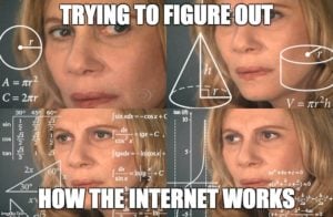 Image of a woman trying to decipher the workings of the internet - Search Influence