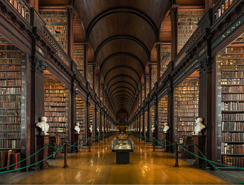 Main hall in Trinity College library - Search Influence 