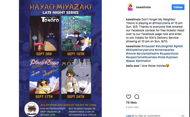 Kawaiinola Instagram post screenshot