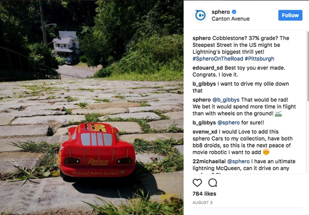 Screenshot of Sphero's Instagram post