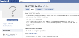 Whopper Sacrifice Ends on Facebook