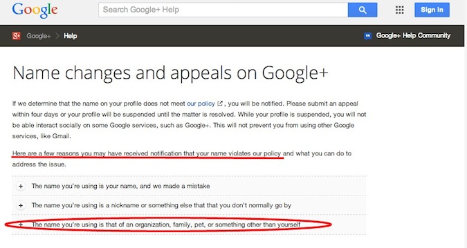 Name changes and appeals on Google+ - Google+ Help