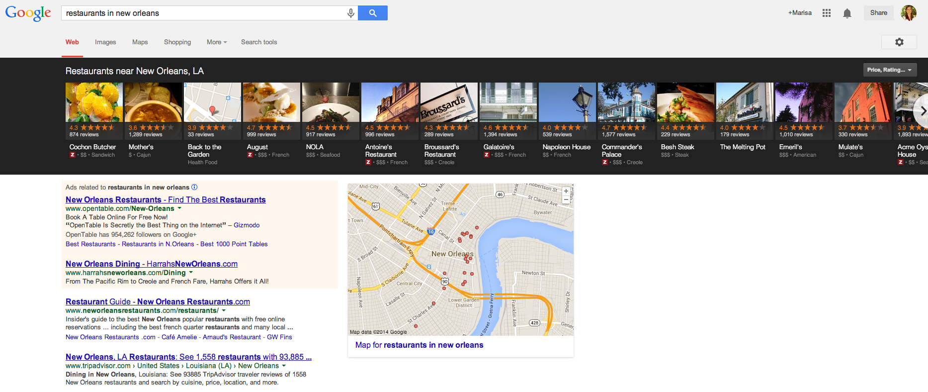 Search Result Displaying Google Carousel