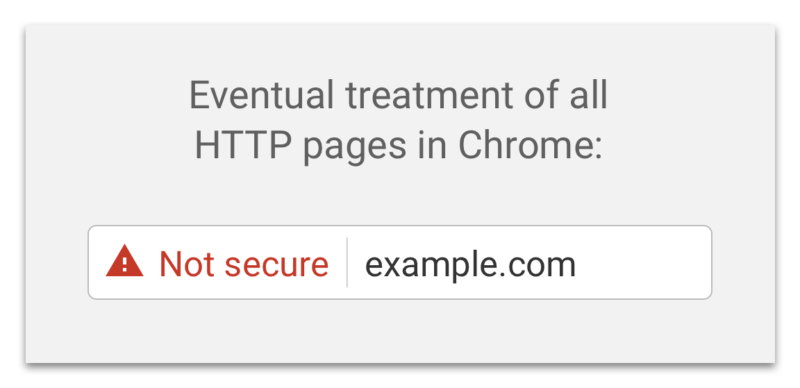 Screenshot of Google's "not secure" warning - Search Influence