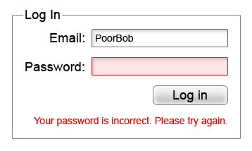 Incorrect Password Screenshot - Search Influence