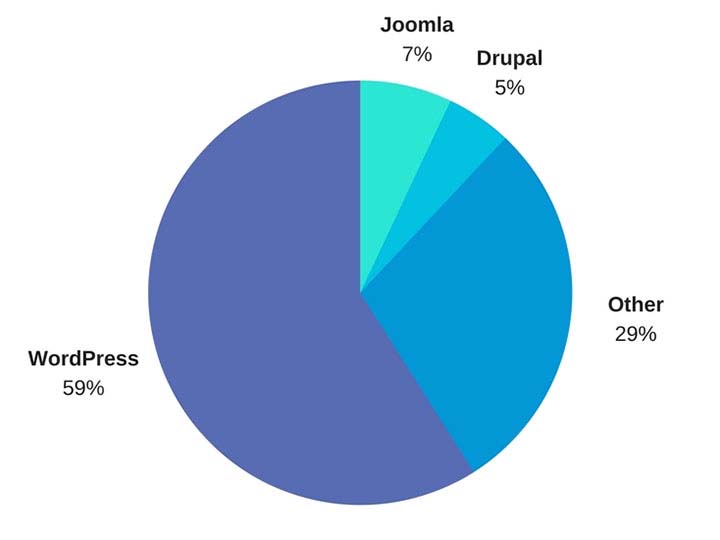 WordPress Market Share represented in a pie graph - Search Influence