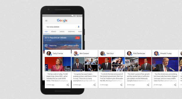 Image of Google's candidate cards - Search Influence