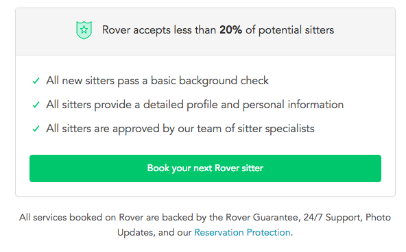 Screen shot of a call to action from Rover - Search Influence