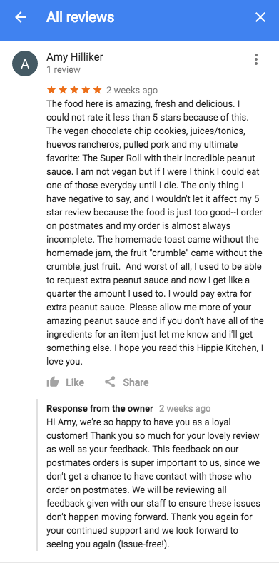 Example of a user review on a Google My Business listing at Search Influence in New Orleans, LA