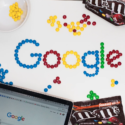 M&Ms spelling out Google logo