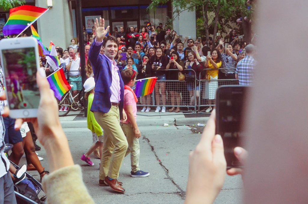 Walking during a Pride Parade