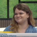 Account Coordinator Katelyn Mulkey discussing National Emoji Day on Great Day Louisiana
