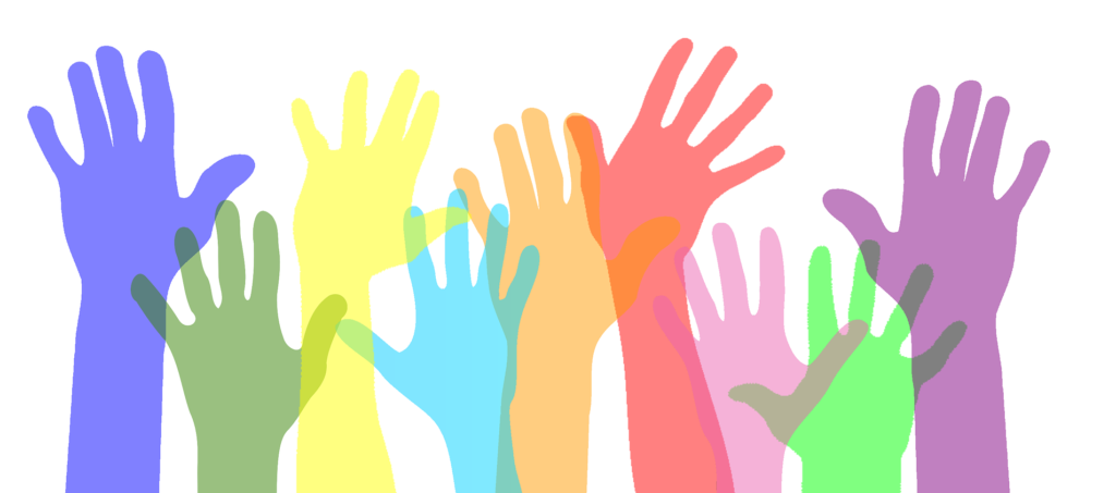 Graphic of hands being raised for nonprofit volunteering