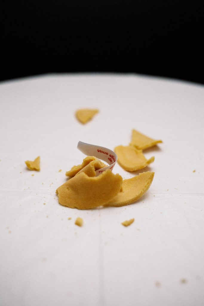 Crumbled up fortune cookie