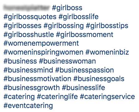 Screenshot of #girlboss related hashtags