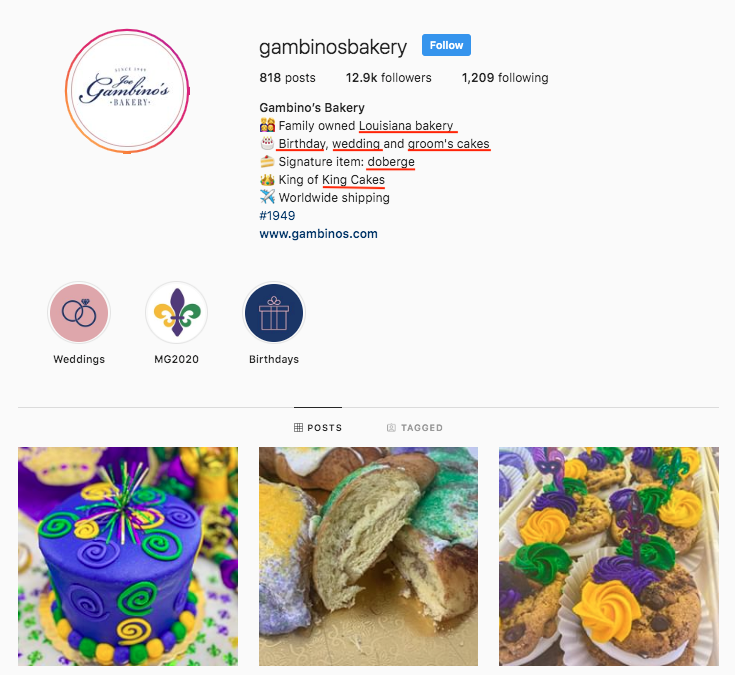 Screenshot of Gambino's Instagram landing page