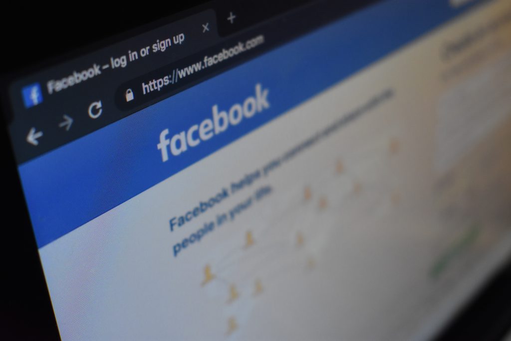 Screenshot of Facebook landing page on a browser