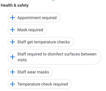 Screenshot of Google My Business safety options
