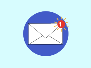 An animated envelope with a notification symbol on the top