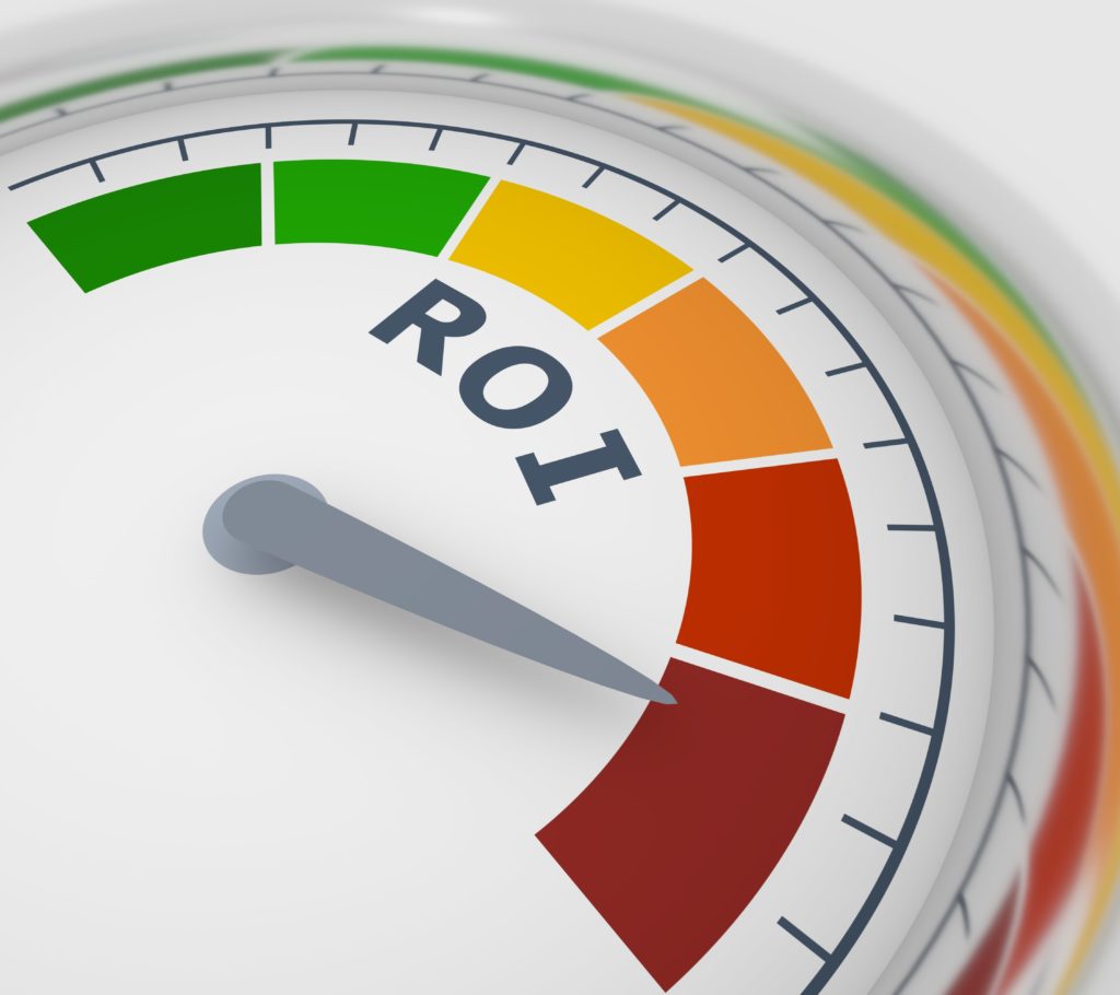 Return on investment meter in the red