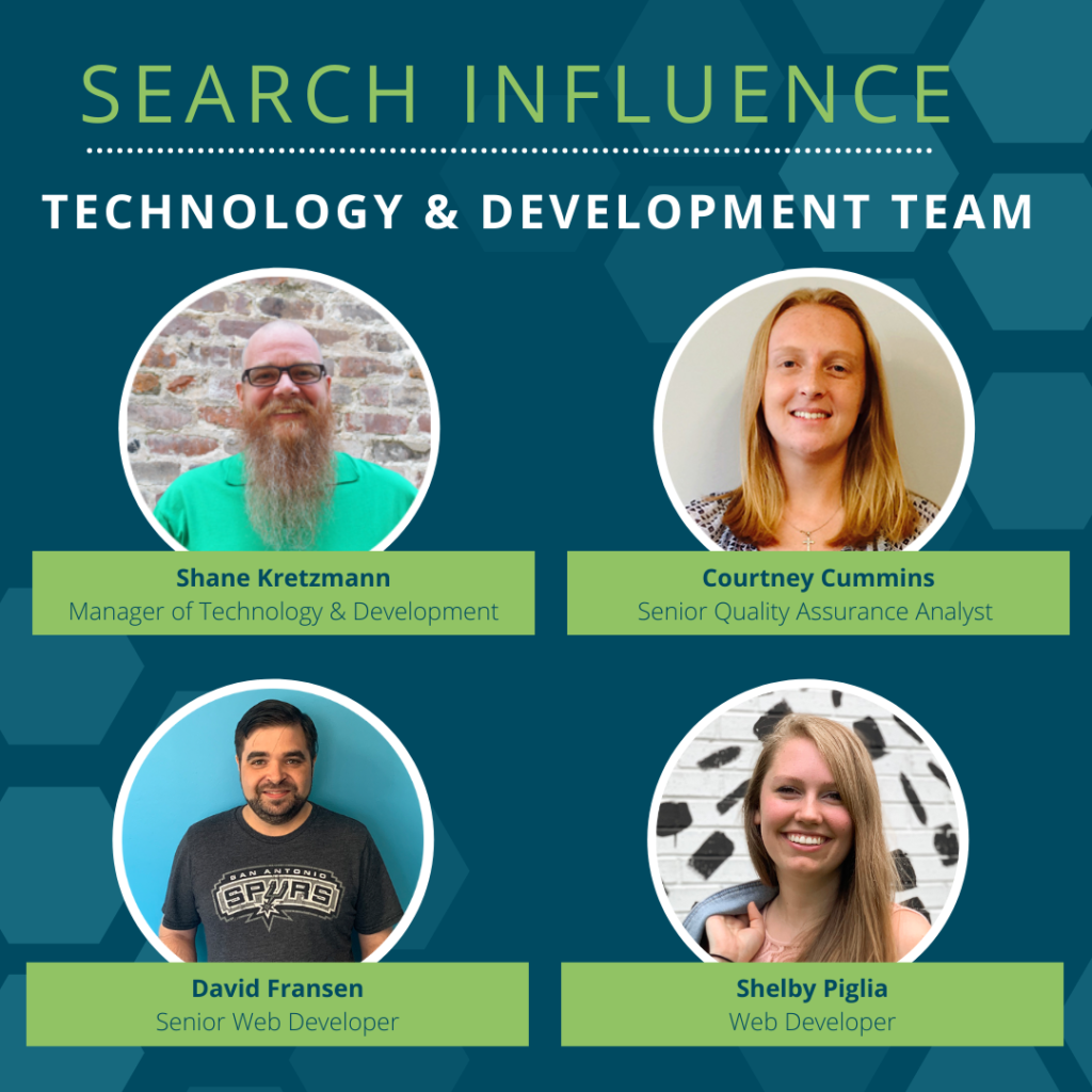 Headshot photos of the Search Influence technology and development team
