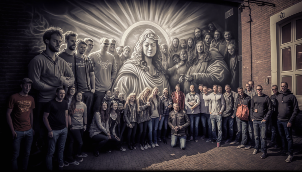 Image of Higher Education Marketing Agency - street art style imagined by Midjourney