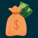 A money bag representing the Search Influence 2024 Higher Education Marketing Benchmarks