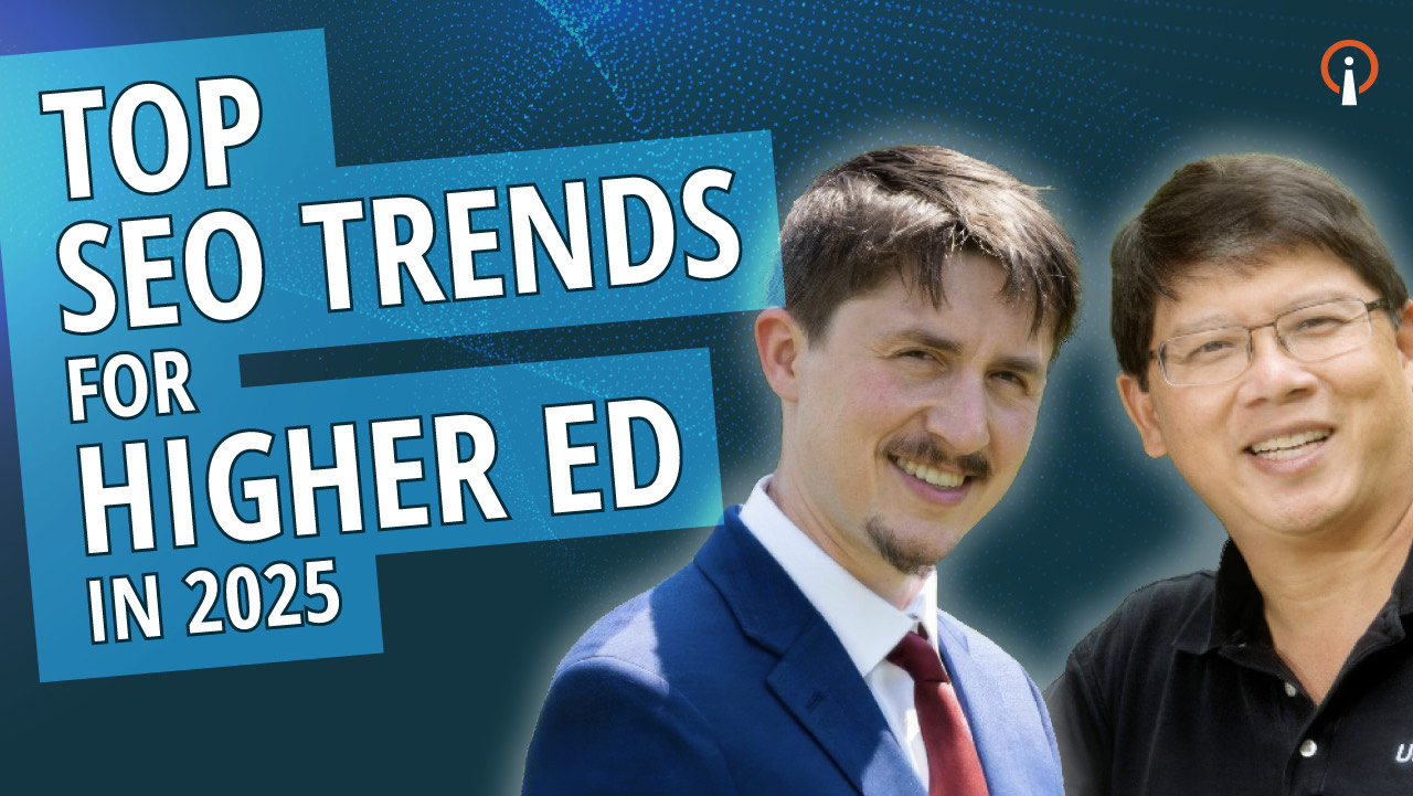 Search Influence's higher education marketing 'Higher Ed SEO Trends Webinar' webinar graphic